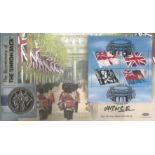 Admiral Sir H White signed Flags and Ensigns Union Jack Benham 2001 official coin FDC PNC. C01/92