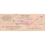 George Axelrod signed cheque. Good Condition. All signed items come with our certificate of