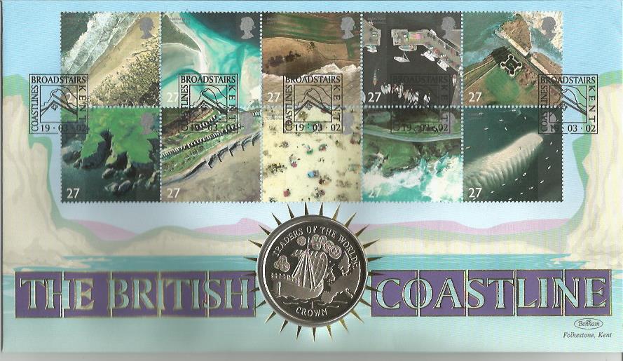 Coastlines 2002 Benham coin FDC PNC. C02/98 full set of stamps with Gibraltar Traders of the World 1