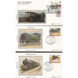 Railway small Benham silk FDC collection. 15+ covers with Railway locomotive illustrations, stamps