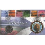 Scotland A British Journey coin Benham official FDC PNC. 1 crown coin inset. 15/7/03 Ben More Isle