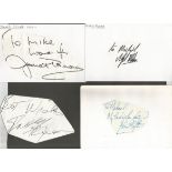 Entertainment signed 6x4 white index card collection. 50 cards. Some have irregular cut pieces