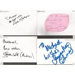 Entertainment signed 6x4 white index card collection. 19 cards. Some have irregular cut pieces