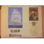 HMS VICTORY: 14x11 inch display piece containing an original piece of wood Oak from HMS Victory,