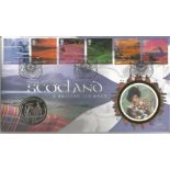 Scotland A British Journey coin Benham official FDC PNC. 1 crown coin inset. 15/7/03 Aviemore