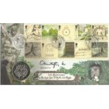 Christopher Lee signed The Epic Tale of Myth and Magic 50th Anniversary coin FDC PNC. 1 Isle of