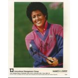 Nancy Lopez signed 10x8 colour photo. retired American professional golfer. She became a member of