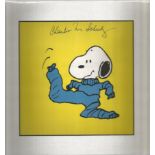 Charles Schulz signed Snoopy animation. Mounted to approx. size 8x8. Good condition. All signed
