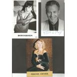 Music signed collection. 5 items. Signed index cards and small photos. Includes Sharon Benson,