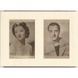 Myrna Loy and William Powell signed 6x4 sepia photos. Mounted to overall size of approx. 12x8.