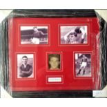 Duncan Edwards 23x19 framed signature piece five b/w photos one signed by one of the most gifted