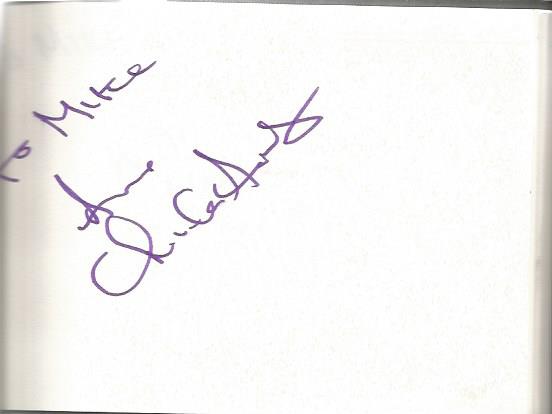 Autograph book containing 6x4 signed white cards. 30+ signatures. Dedicated to Mike/Michael. On - Image 4 of 5