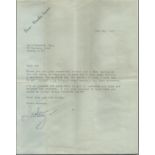 Dorothy Squires TLS dated 15/5/73 replying to a fans letter. 25 March 1915 - 14 April 1998 was a