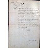 Louis XVI document dated 1778. We believe promoting a soldier to second lieutenant. Approx. 14 x 9