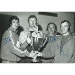 Signed 12 X 8 Football Photo Rangers, Superb Image Depicting Rangers Smith, Stein And Mathieson With