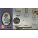 H.M.Y. Britannia signed FDC PNC. 1 Isle of Wight coin inset. Signed Commodore A.J.C. Morrow RN 11/