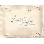 Frankie Vaughan signed album page. Good condition. All signed items come with our certificate of