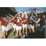 Jimmy Greenhoff & Alex Stepney Signed Manchester United FA Cup 8x12 Photo. Good condition. All