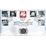 The Snowman at Christmas 25th Anniversary coin FDC PNC. 1 Isle of Man 50p coin inset. 4/11/2003