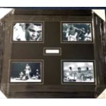 Muhammed Ali signature piece. Professionally mounted and framed in the centre with 4 6x4 b/w