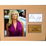 Emma Bunton signature piece. Mounted beside colour photo of the Spice Girl. Approx. overall size