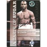 Sugar Ray Leonard signed A Taste of Sugar official programme. Signed on front cover. Good condition.