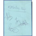 Katrina and the Waves signed album page. Signed by Kimberley Rew, Katrina Leskanich and one other.