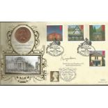 Bicentenary Copper Penny signed FDC PNC. 1 copper penny coin inset. Signed The Rt.Hon. Lord