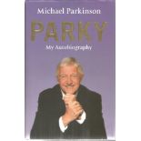 Michael Parkinson signed 6x4 white index card inside Parky - my autobiography hardback book. Good