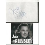 June Allyson signed album page. October 7, 1917 - July 8, 2006 was an American stage, film, and