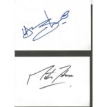 Rugby signed 6x4 white index card collection. 2 cards signed by Martin Johnson and Lawrence