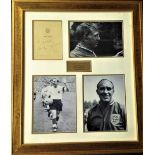 Alf Ramsey, Joe Mercer, Billy Wright autograph presentation. They have each signed on a 1953