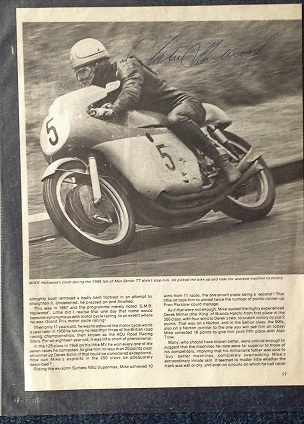 Mike Hailwood signed magazine page 10x8 signed in ink on photo. Mike Hailwood was a British Grand