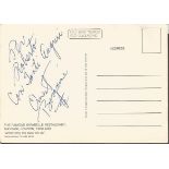 Ernest Borgnine signed on reverse of postcard of The Mirabelle Restaurant. Good condition. All