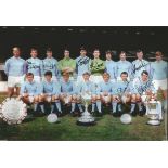 Signed 12 X 8 Football Photo Manchester City 1969, Superb Image Depicting Man City Players Posing