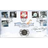 Raymond Briggs signed The Snowman at Christmas 25th Anniversary coin FDC PNC. 1 Isle of Man 50p coin