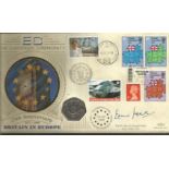 The European Community 25th Anniversary signed FDC PNC. 1 50p coin inset. Signed The Rt.Hon. Sir