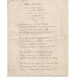 Maurice de Feraudy hand written sonnet 4 pages dated 1877. 1859 - 1932 was a French songwriter and