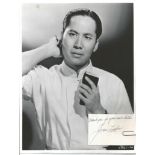 Keye Luke small signature piece with 10x8 b/w photo. Chinese born American actor. He was known for