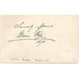 Marie Roze Soprano signed autograph album page. French operatic soprano. She was born in Paris. At