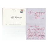 Alice Faye handwritten note on personalized stationery to a close friend expressing thanks and