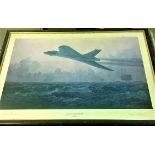 Aviation print 24x17 Defence by Deterrent framed colour print signed by the artist John Pierson