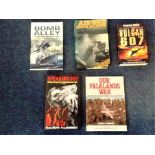 Falklands war military books. Collection of 5 Falklands war military books including Bomb Alley by