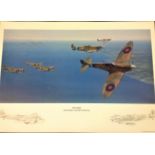 World war 2 Battle of Britain aviation print.16x12 coloured print Escort Spitfires and Blenheims