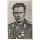 Gherman Titov Vostok 2 Russian Cosmonaut signed 6 x 4 b/w portrait photo. Good Condition. All signed