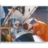 Bill Dana US test pilot signed 10 x 8 colour photo in aircraft cockpit. American aeronautical