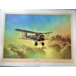 Classic RAF aviation coloured print.31x23 Coloured print Bristol Bulldog by the artist Barrie A.F.