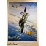 World war 2 aviation print. The Deadly Skies 33x24 coloured print mounted Kings cross edition 4/