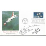 Bill Pogue Skylab Astronaut and two US test pilots Jack Allack and Kerry Acton signed 1997 50th