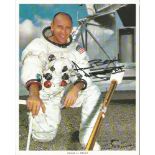 Alan Bean signed 10x 8 colour white space suit in front of lander photo, Inscribed Apollo 12. Good